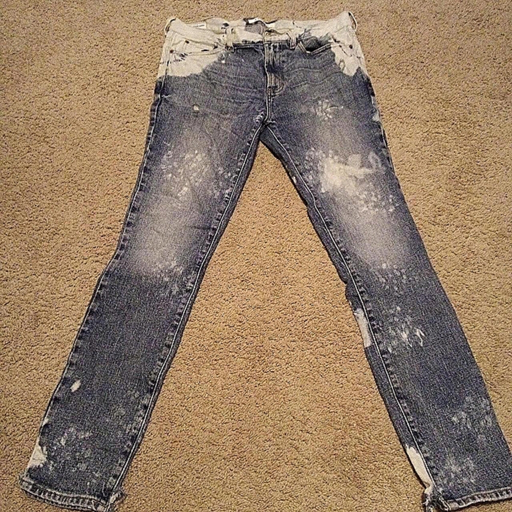 Pacsun Stacked Skinny Jeans in Blue and White - Picture 3 of 3
